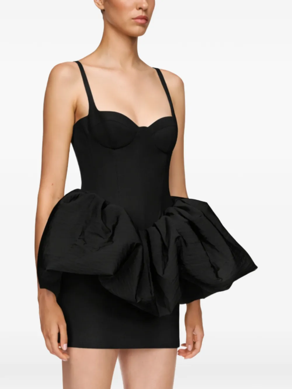 David Koma puff skirt-detail mini dress - Black