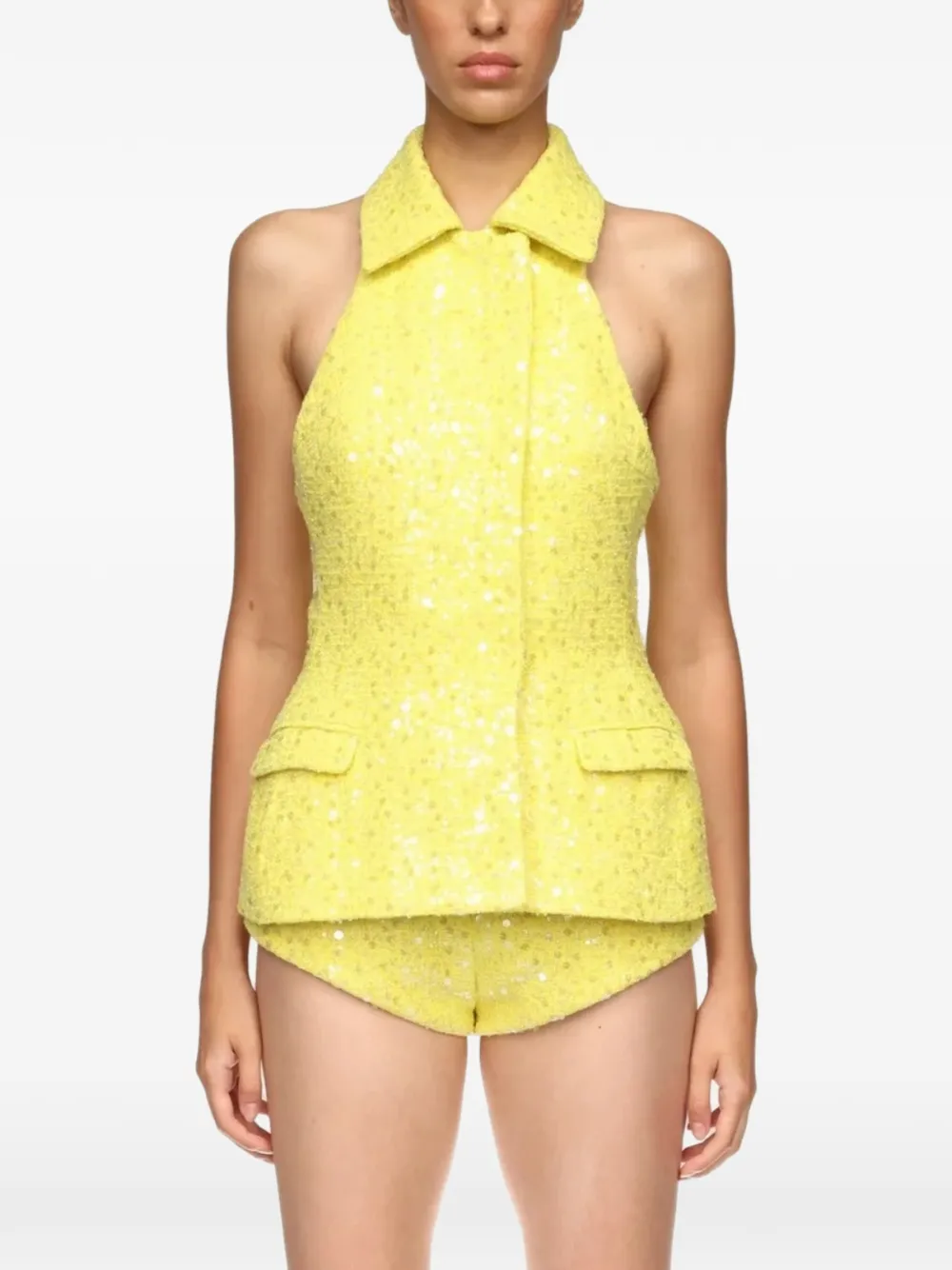 David Koma sequin-embellishment tailored vest top - Giallo