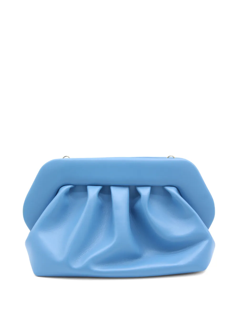 Themoirè leren clutch met ruches Blauw