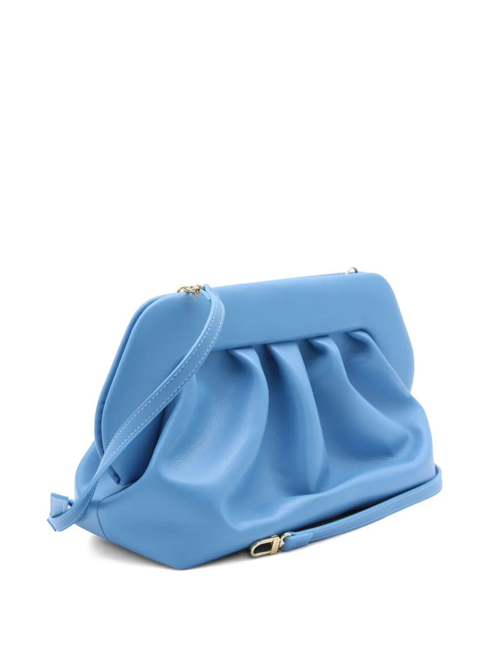 Themoirè leren clutch met ruches Blauw