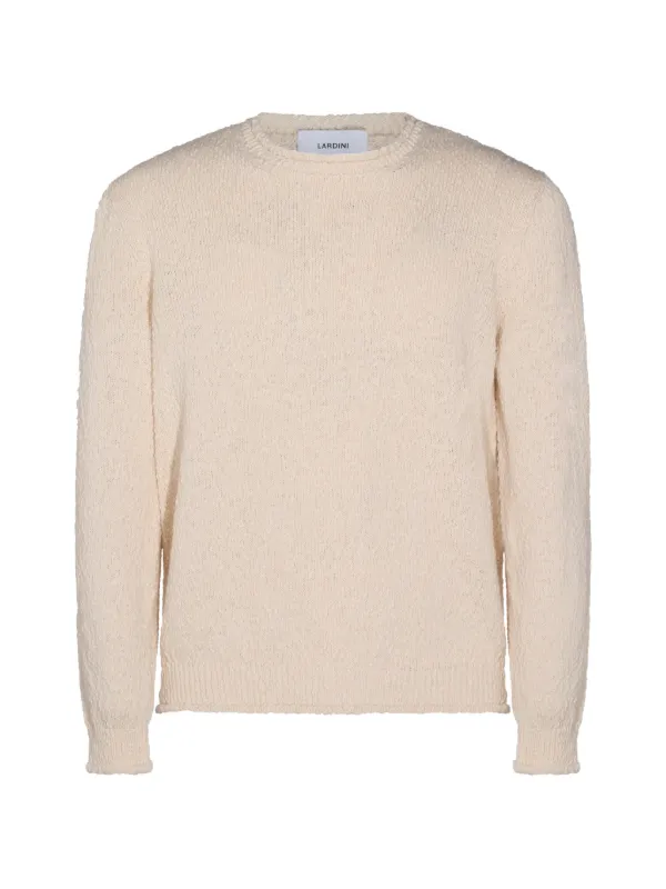 Lardini Textured Crew Neck Sweater in Neutrals