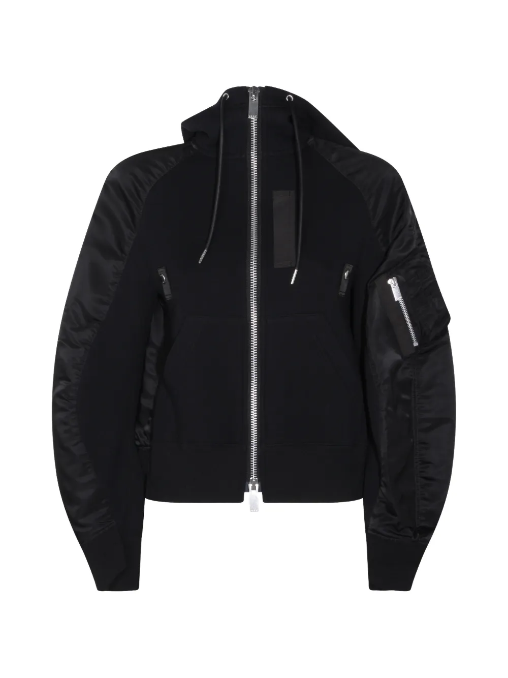 sacai hooded zip knitwear - Nero