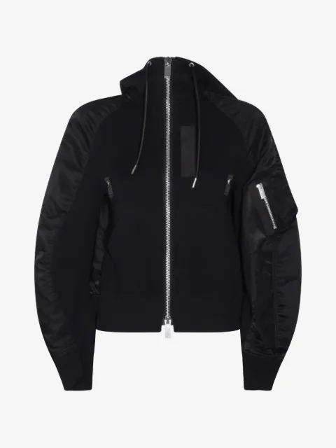 sacai hooded zip knitwear