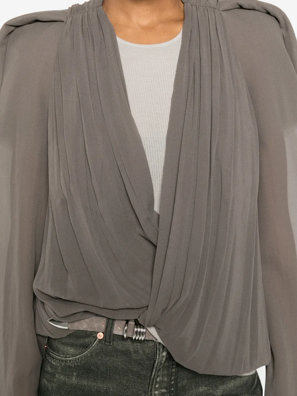 Rick Owens Maria gekruiste jack met plooien Bruin
