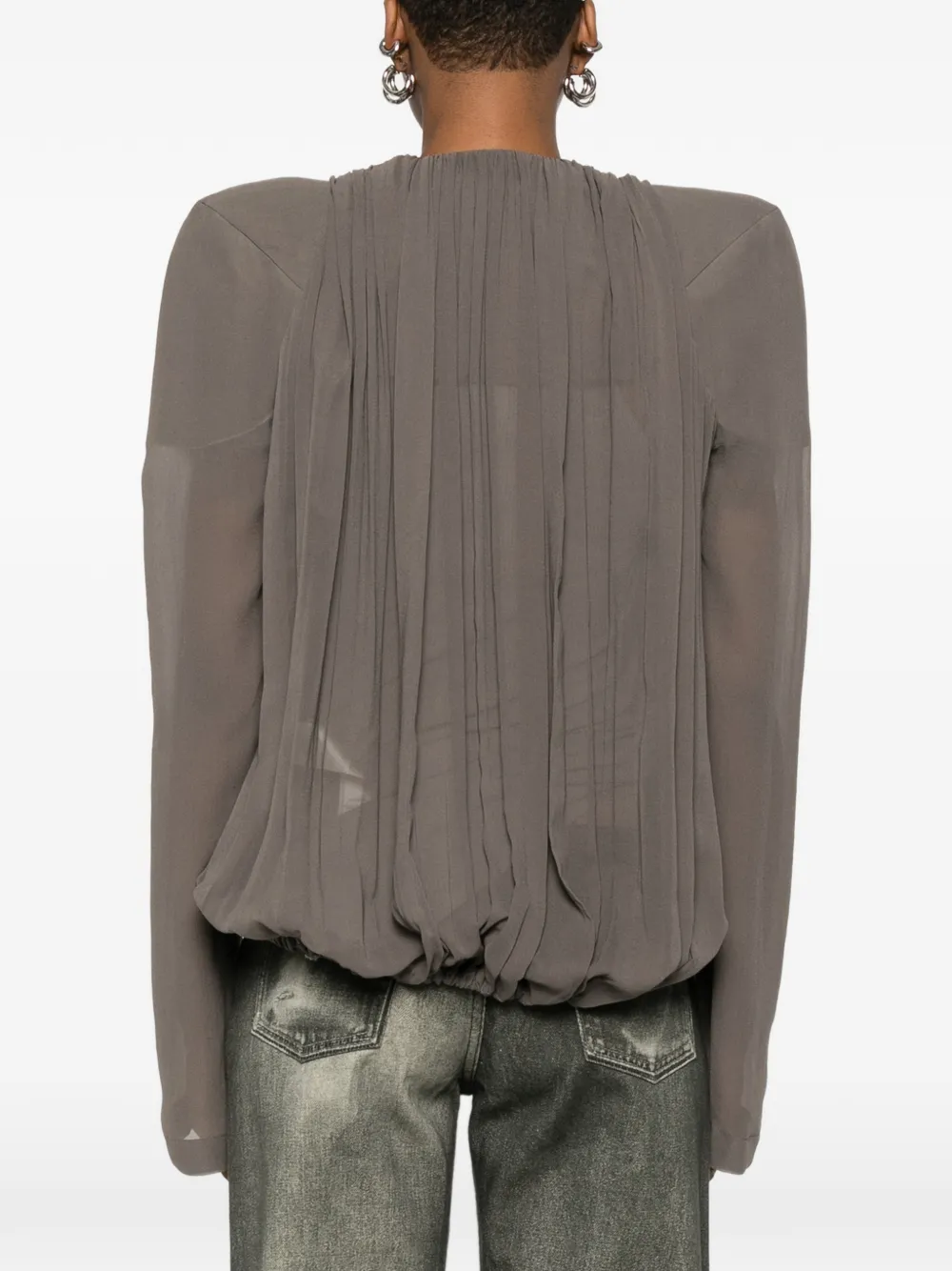 Rick Owens Maria gekruiste jack met plooien Bruin