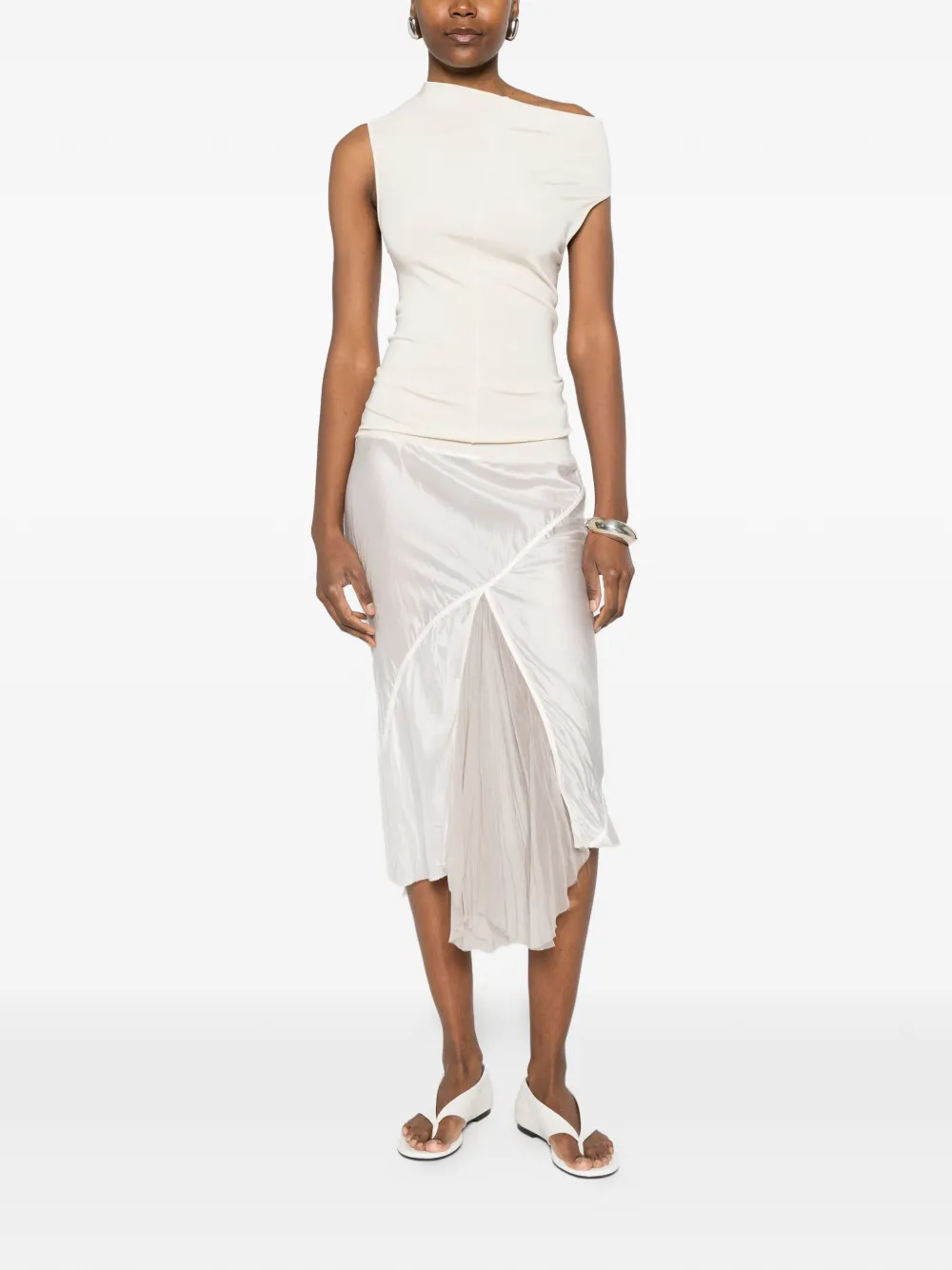 Rick Owens Midi-jurk met asymmetrische hals Wit