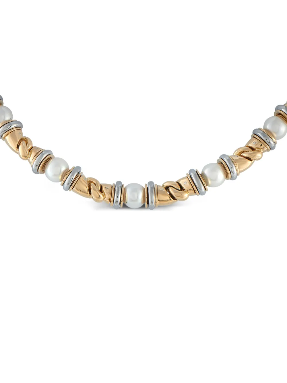 Bvlgari Pre-Owned Gancio hematite and pearl necklace - Oro