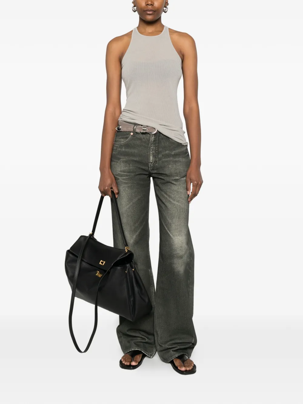 Rick Owens Geribbelde top Beige