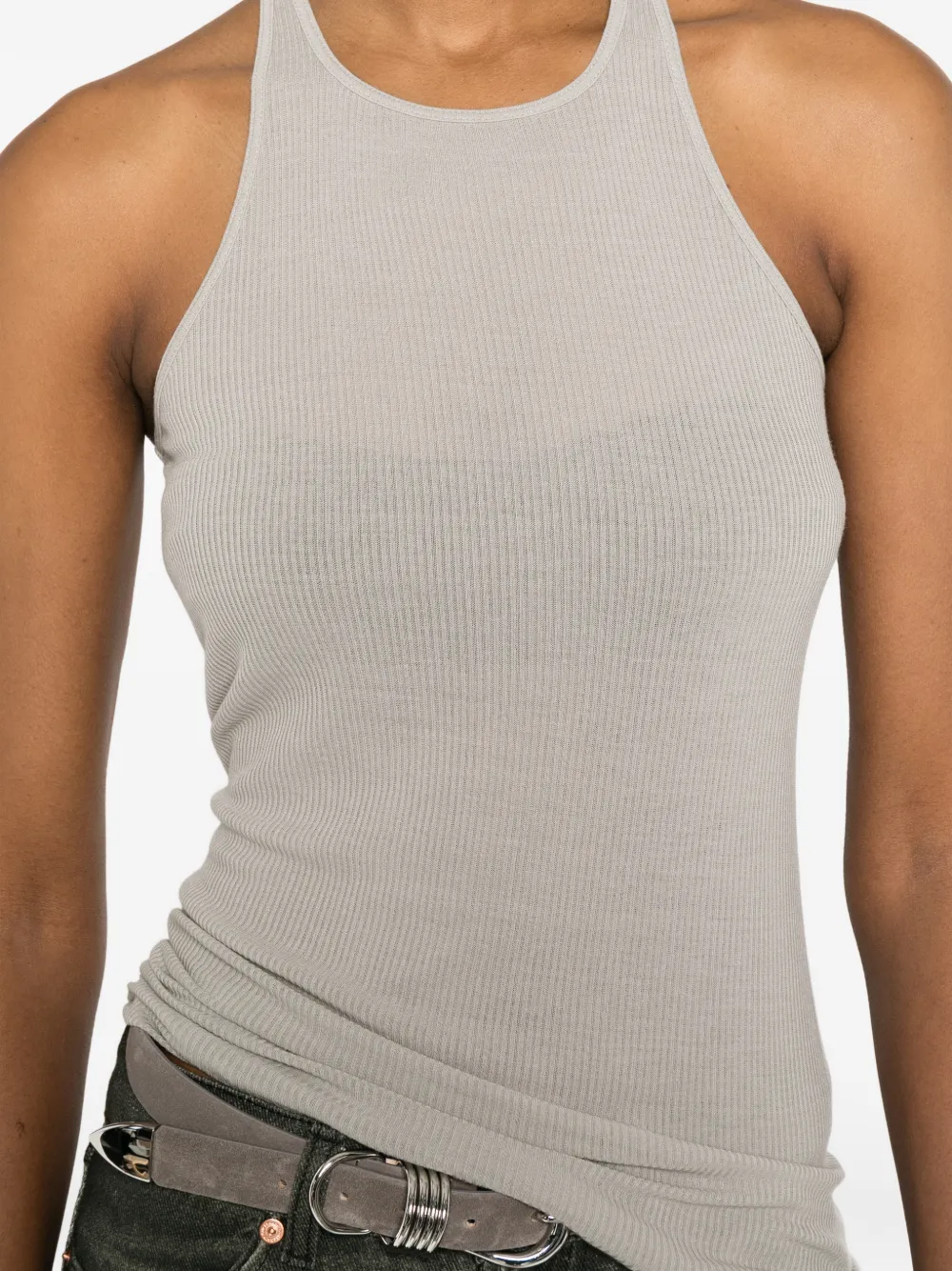 Rick Owens Geribbelde top Beige