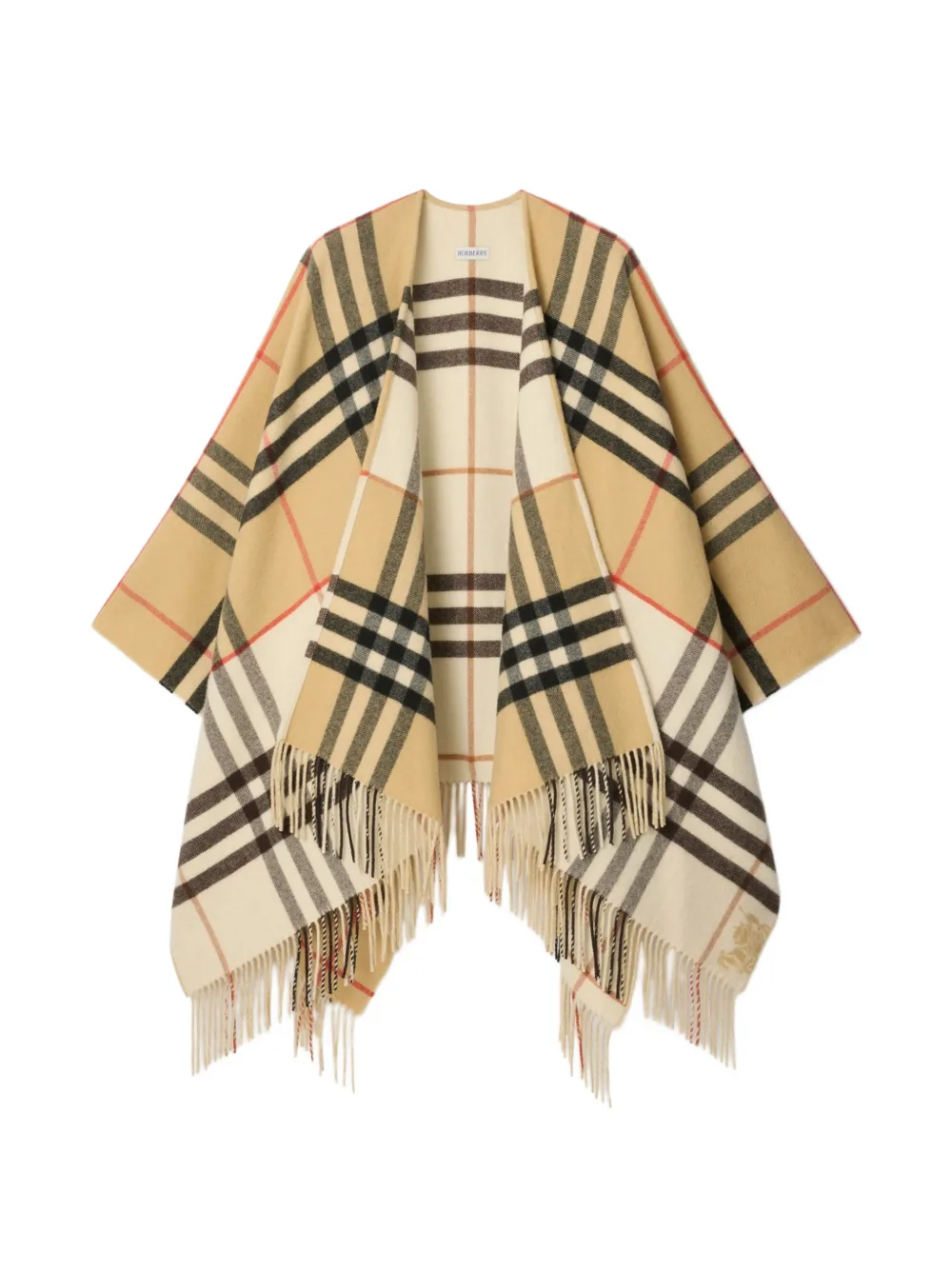 Burberry checked fringed cape - Nude