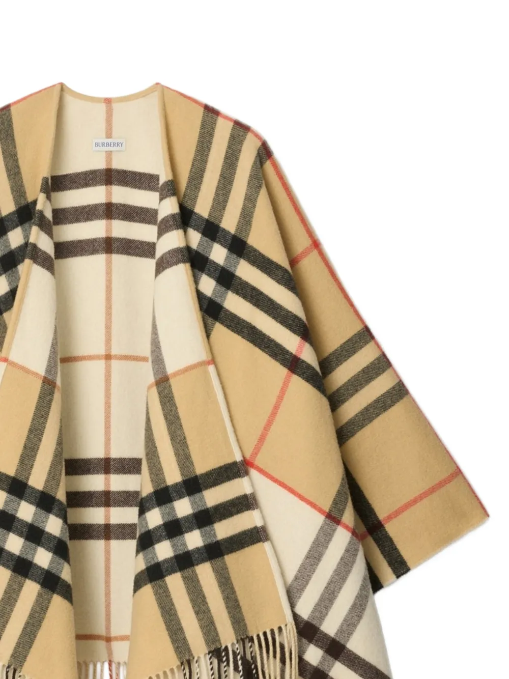 Burberry Geruite cape met franje Beige