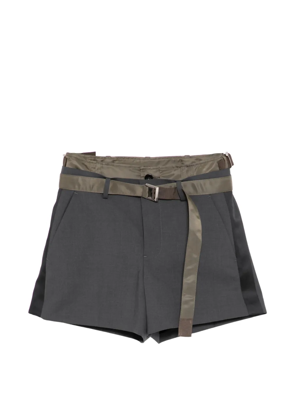sacai belt-detail shorts - Grigio