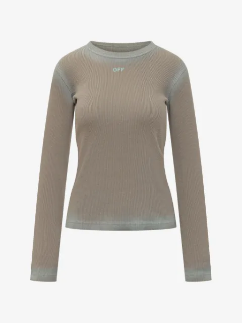 Off-White langærmet ribbet top