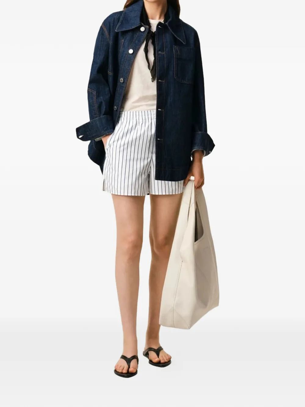 AMI Paris Elastische gestreepte shorts Wit