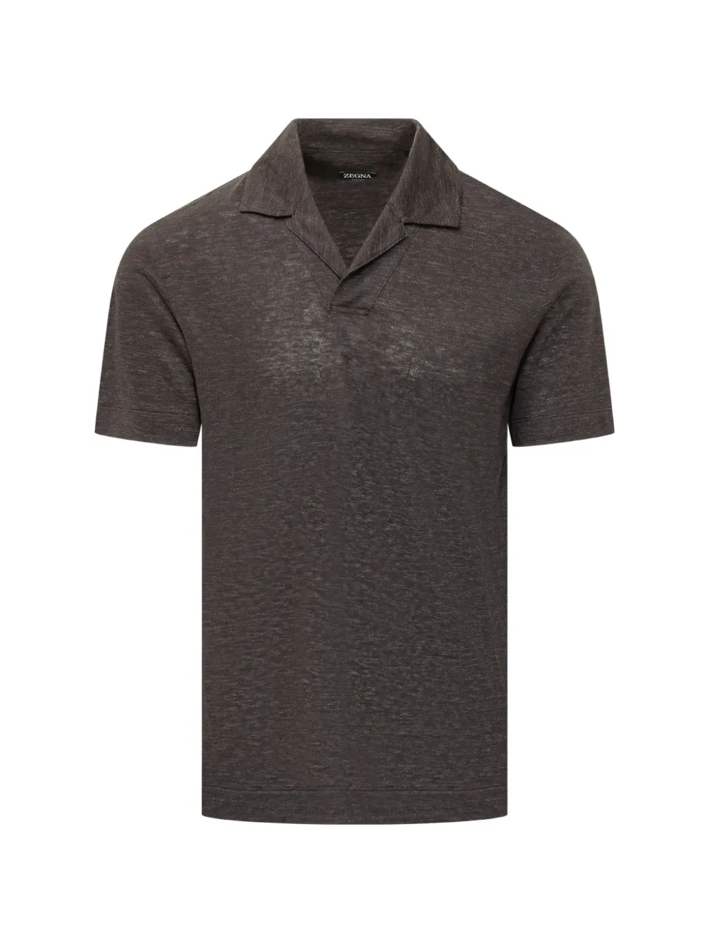 Zegna Oasi Lino polo-collar T-shirt - Marrone