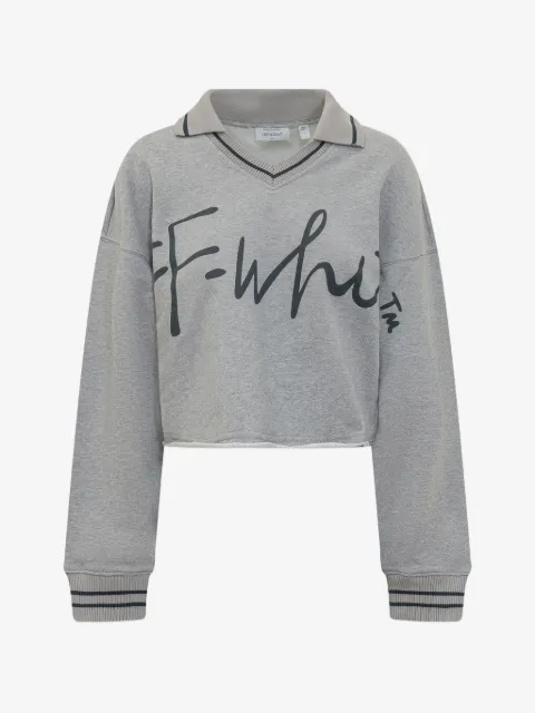 Off-White cropped sweatshirt med skrift