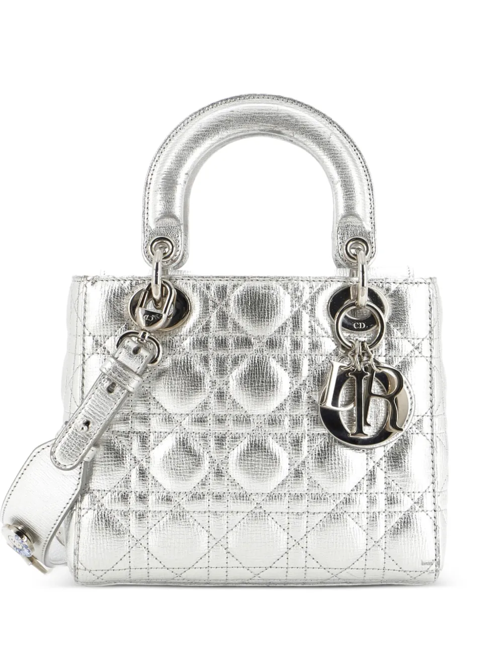 Christian Dior Pre-Owned My ABCDior Lady Dior Bag Metallic Cannage Quilt Leather shoulder bag - Argento