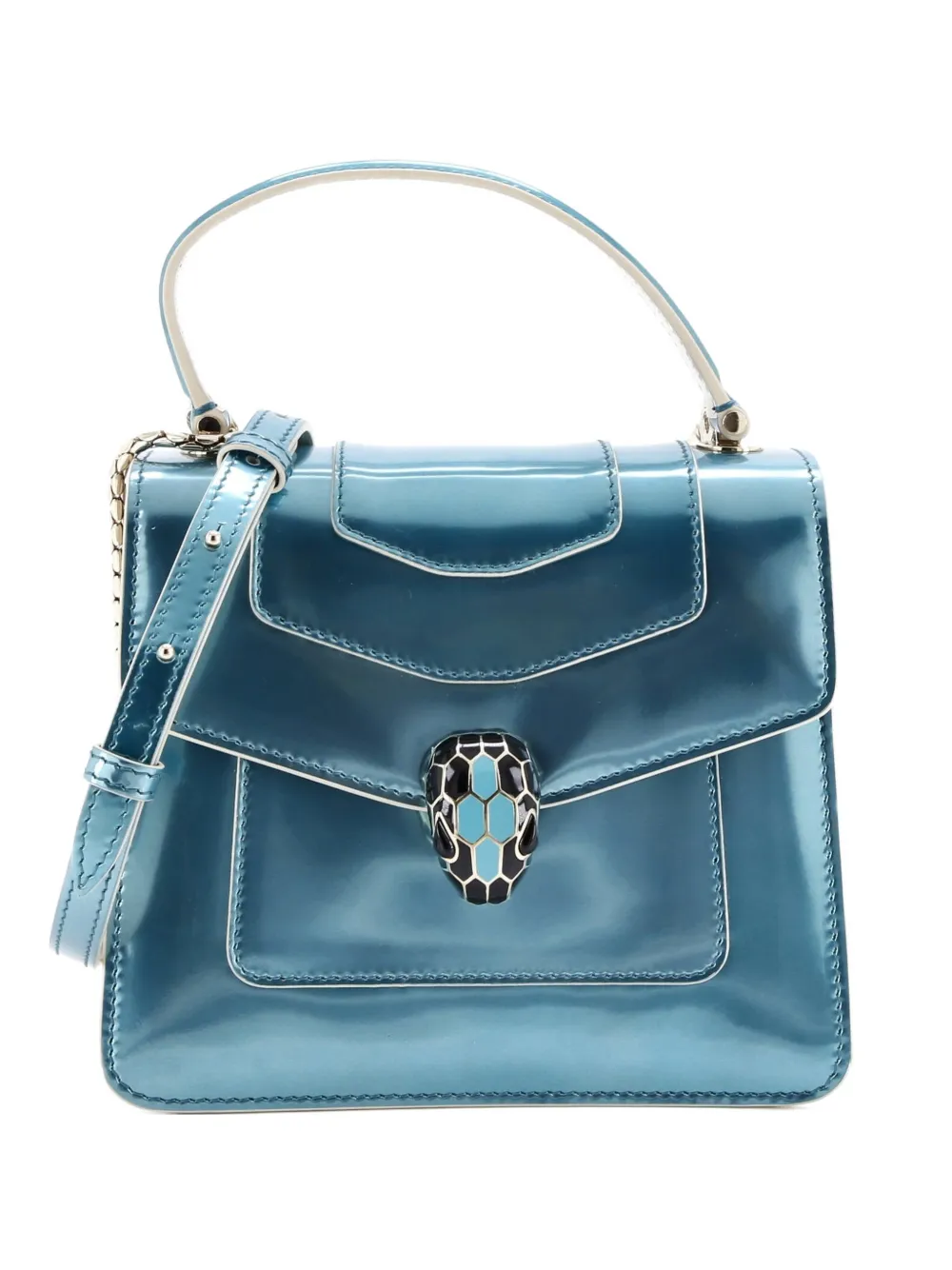 Bvlgari Pre-Owned Serpenti Top Handle Bag Patent Small satchel - Blu