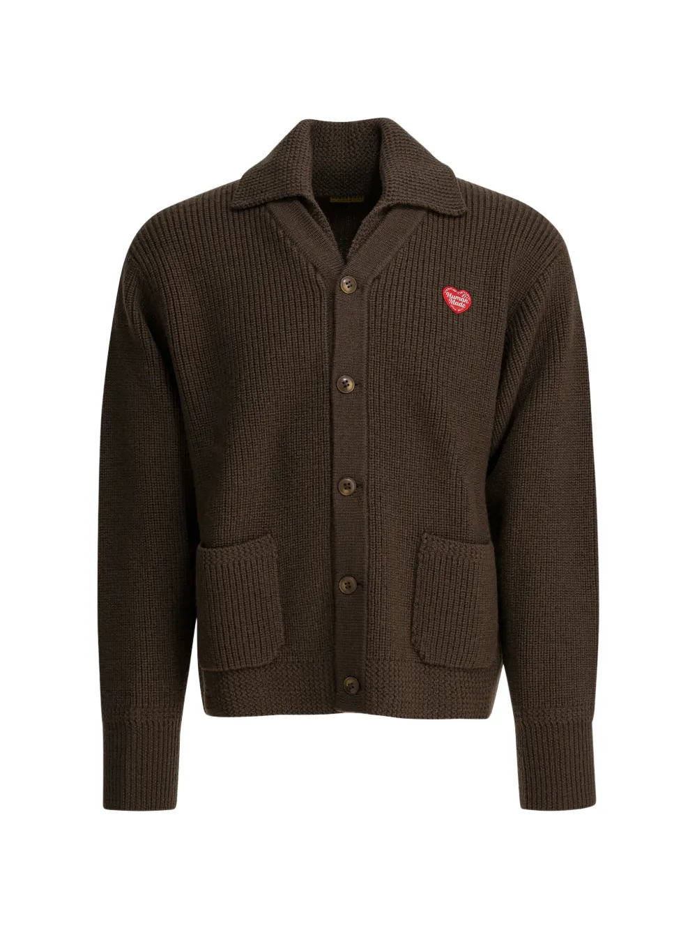 Human Made spread-collar button-up cardigan - Marrone