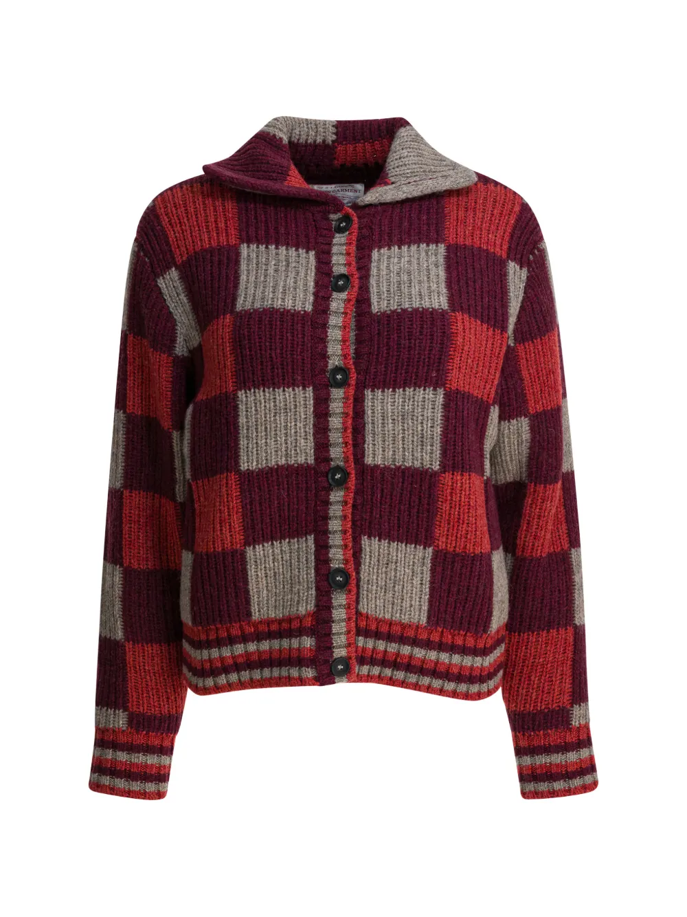 Filson checked spread-collar cardigan - Rosso