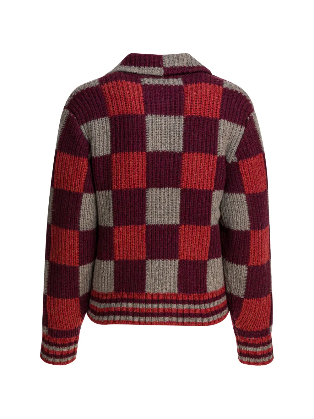  Filson Checked Spread-collar Cardigan - Red 