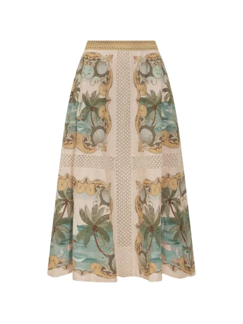 FARM Rio royal sea-print midi skirt