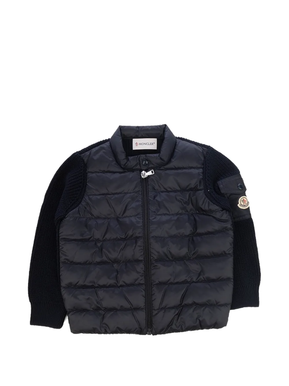Moncler Enfant Jack met rits en gewatteerde voorkant Blauw