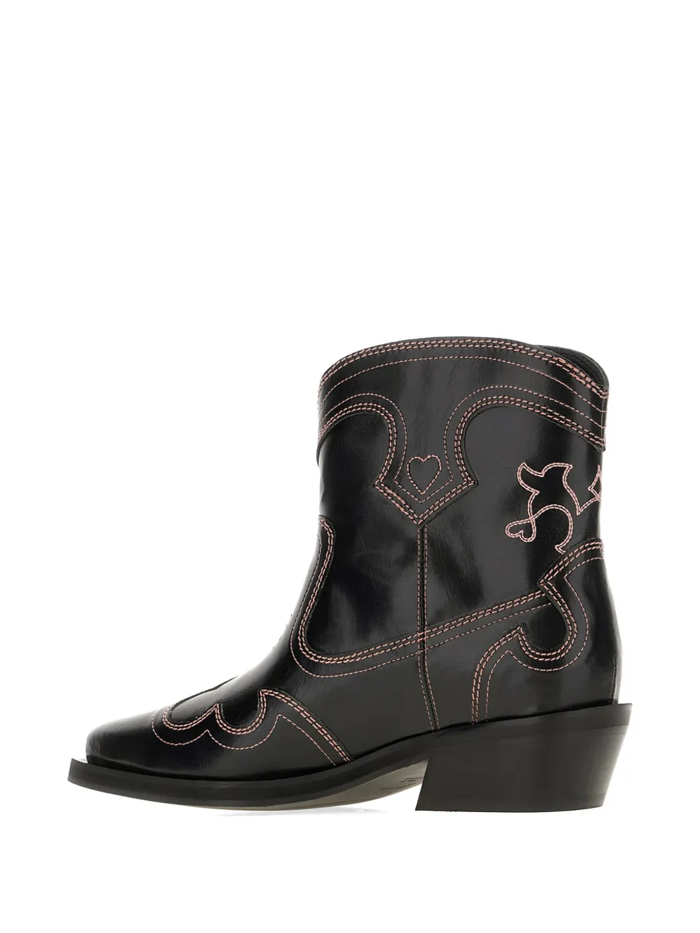 GANNI Enkellaarzen met contrasterende stiksels Zwart