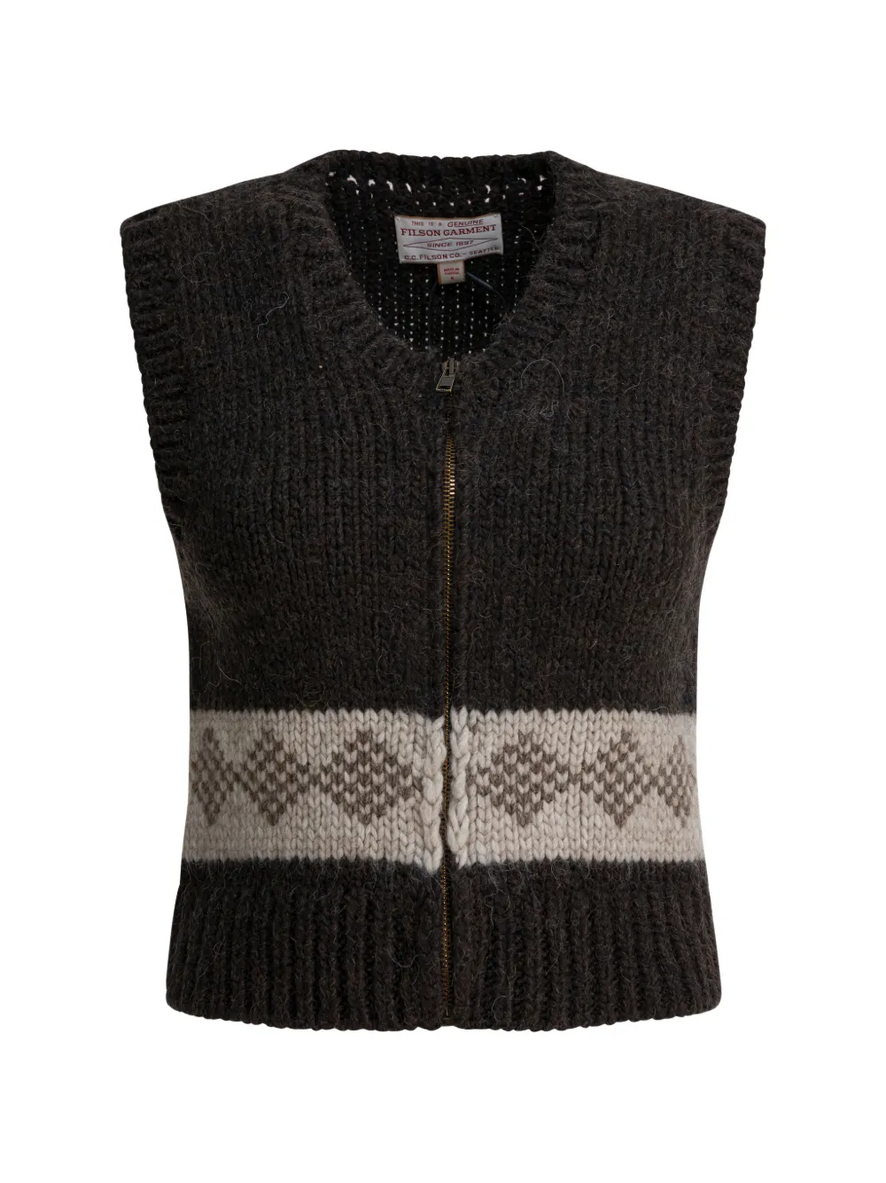 Filson zip-up patterned-intarsia vest - Marrone