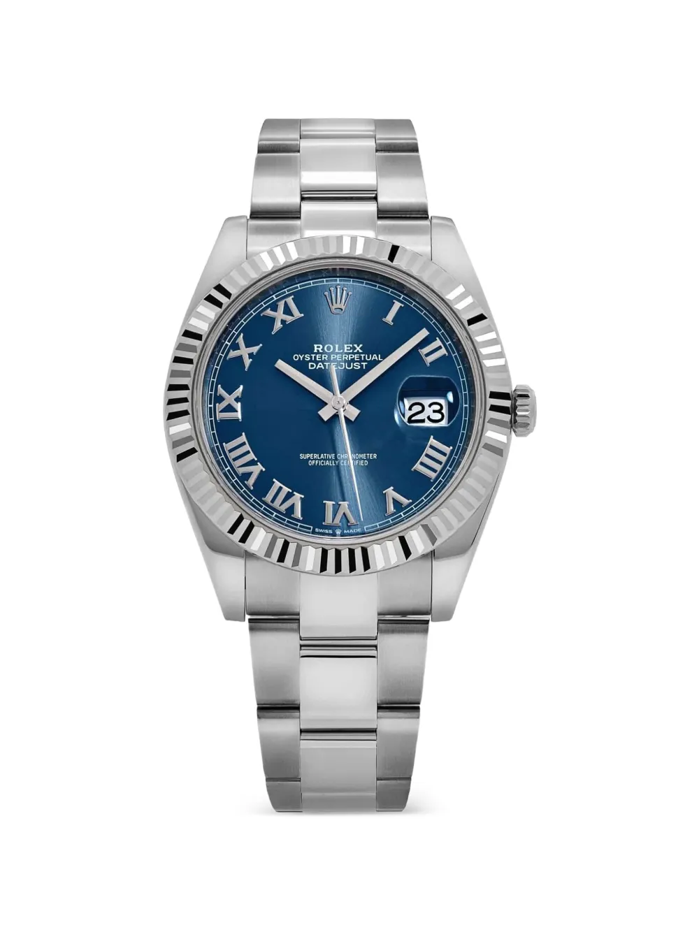 Rolex Orologio Datejust 41mm con lunetta scanalata 2022 - Argento