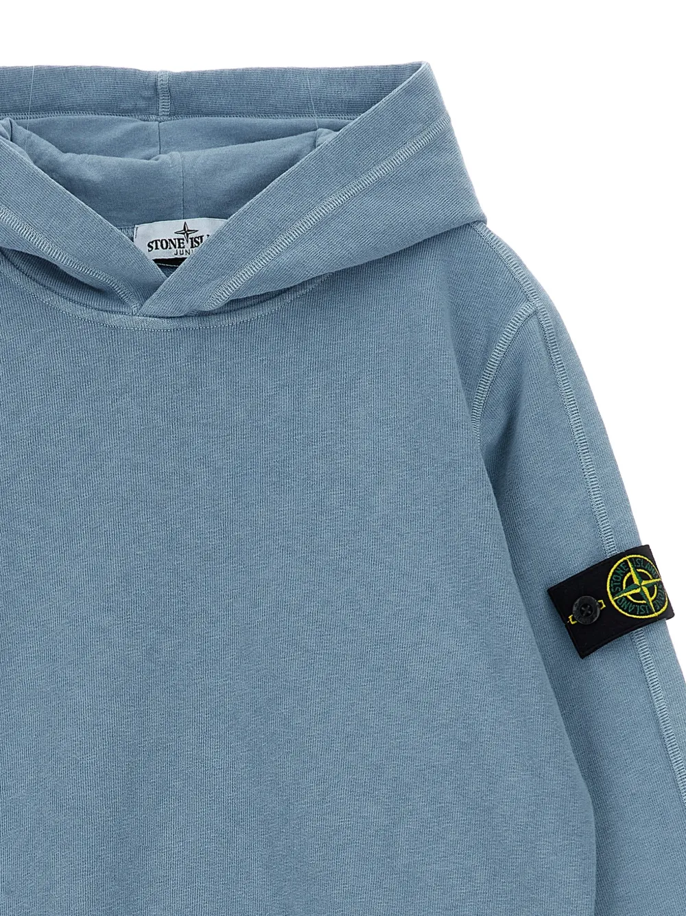 Stone Island Junior Hoodie met logopatch en lange mouwen Blauw