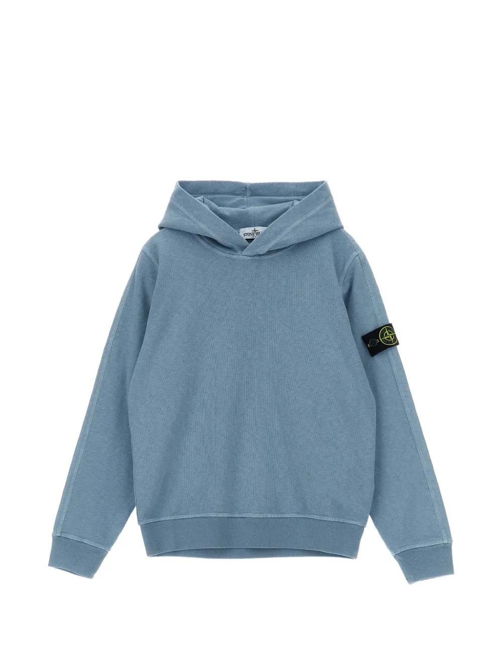 Stone Island Junior logo-badge long-sleeves hoodie - Blu