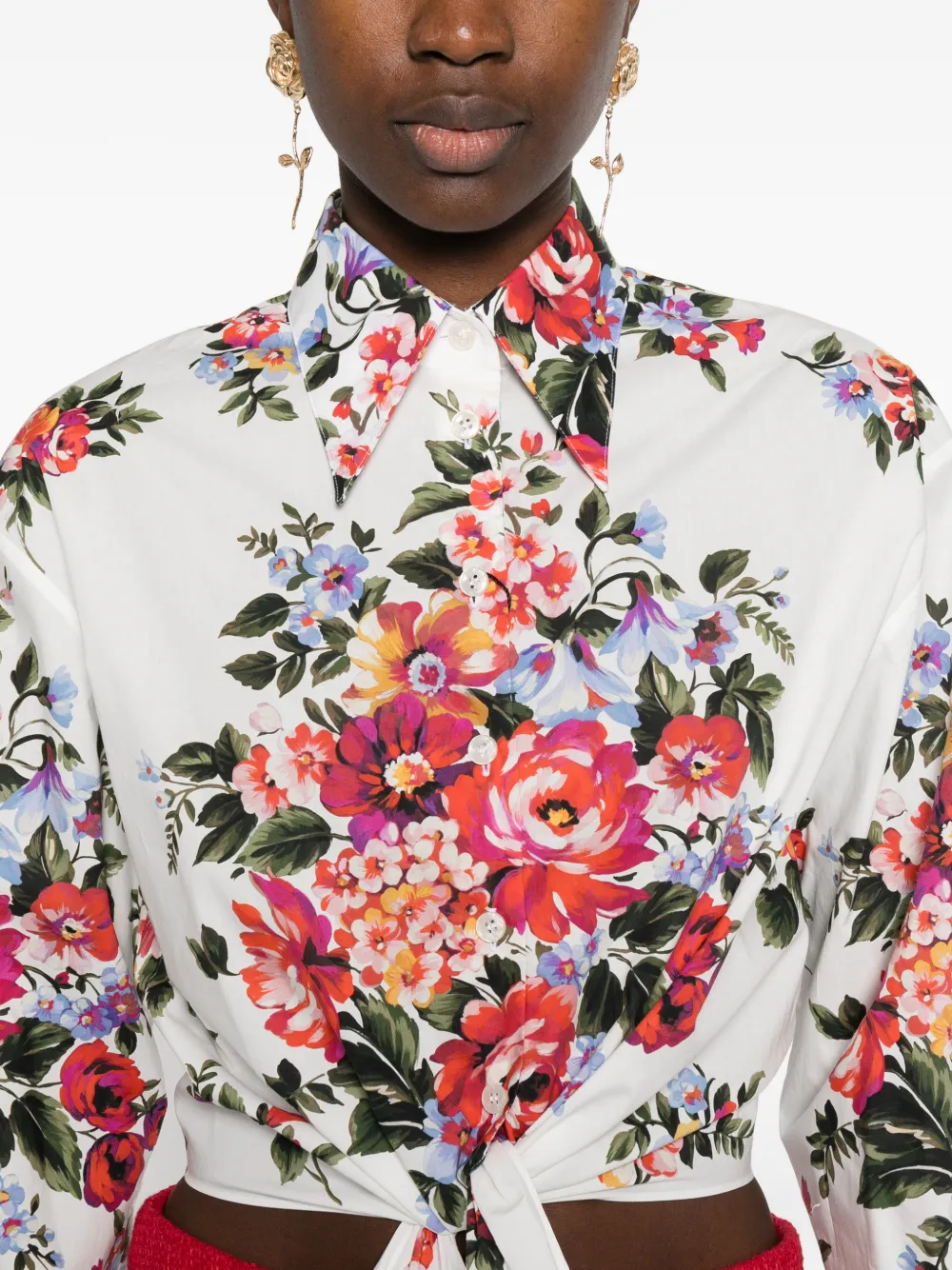 Dolce & Gabbana Katoenen blouse met boeketprint Wit
