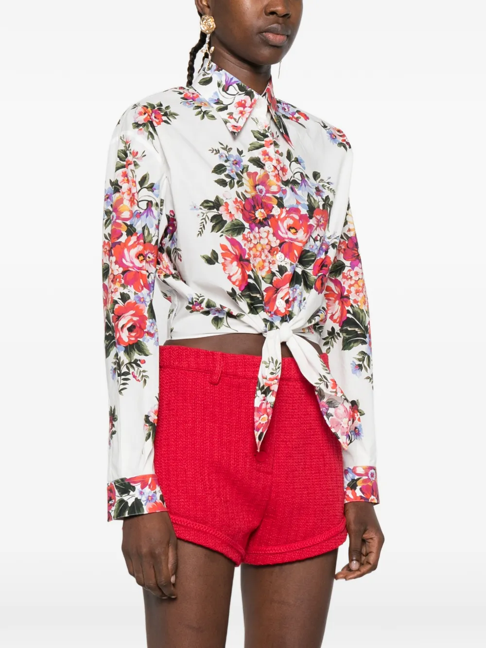 Dolce & Gabbana Katoenen blouse met boeketprint Wit
