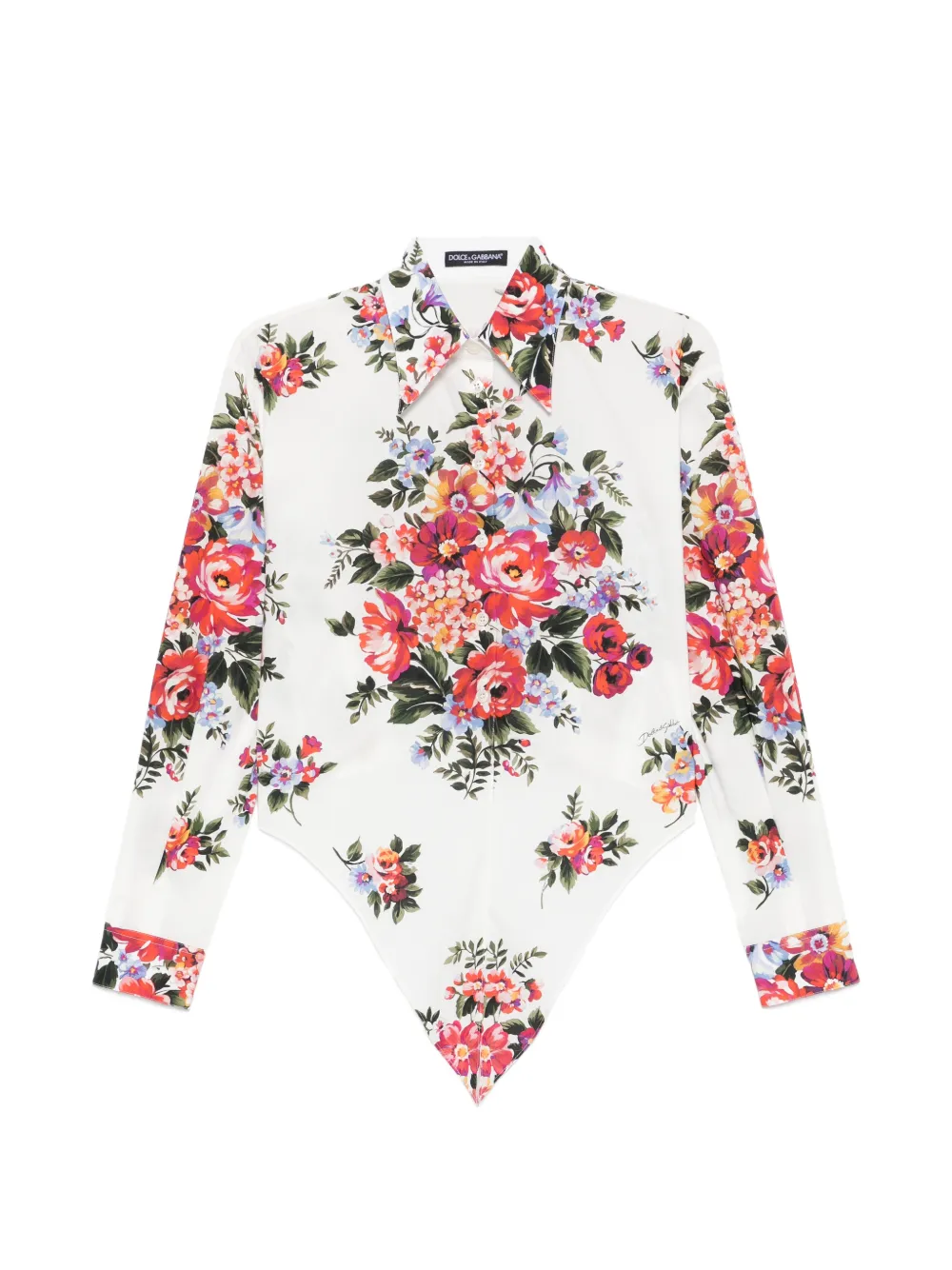 Dolce & Gabbana floral-print long-sleeve shirt - Bianco