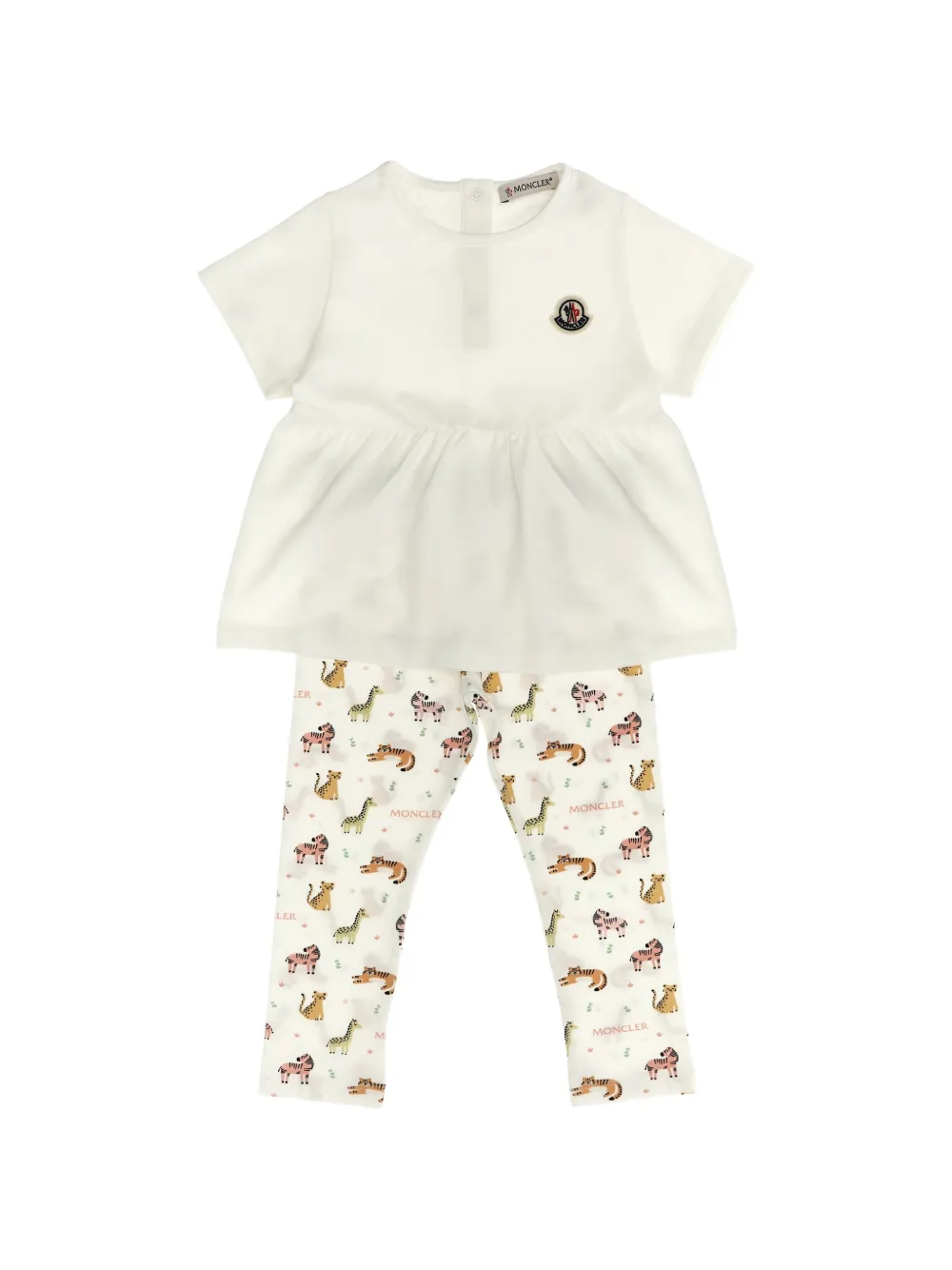 Moncler Enfant Playsuit met dierenprint Wit