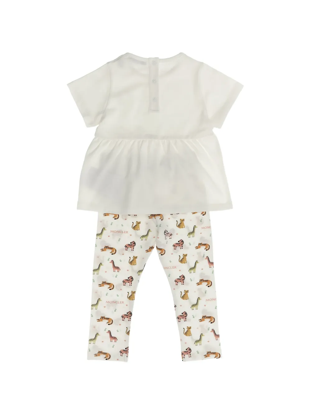 Moncler Enfant Playsuit met dierenprint Wit