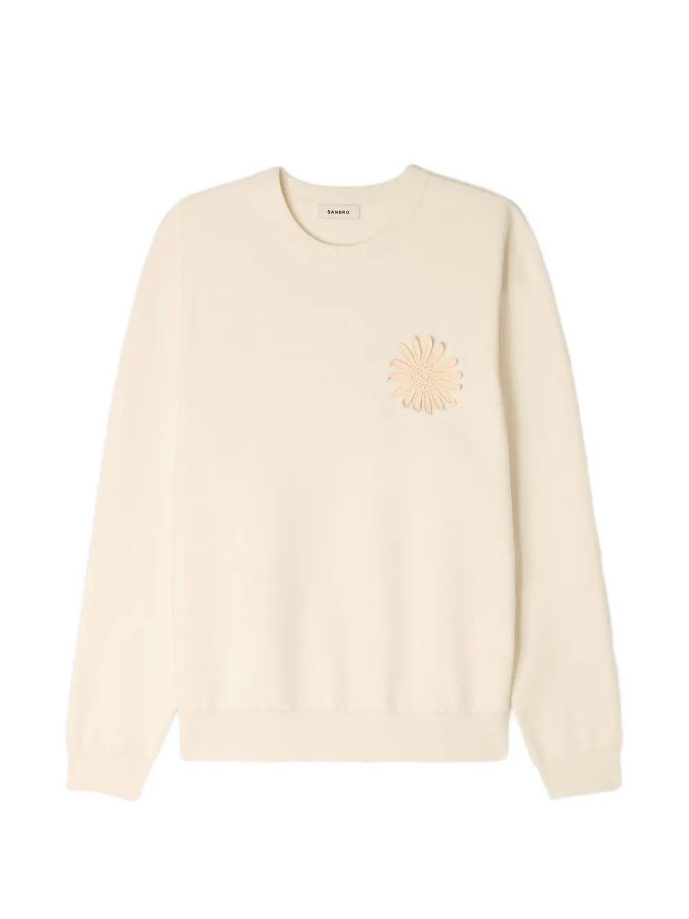 SANDRO crochet-flower crew-neck sweatshirt - Toni neutri