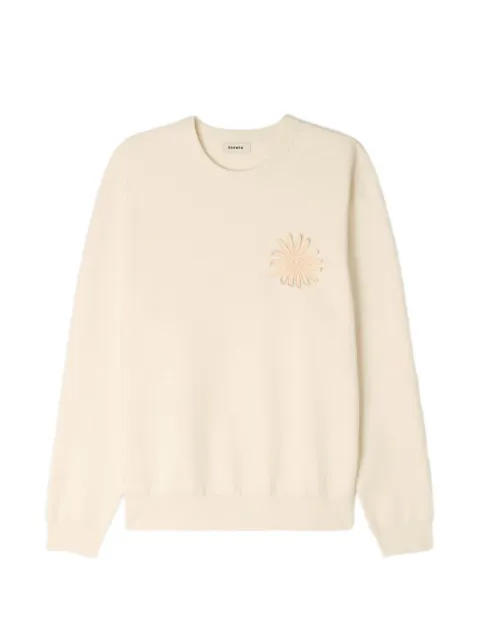 SANDRO crochet-flower crew-neck sweatshirt