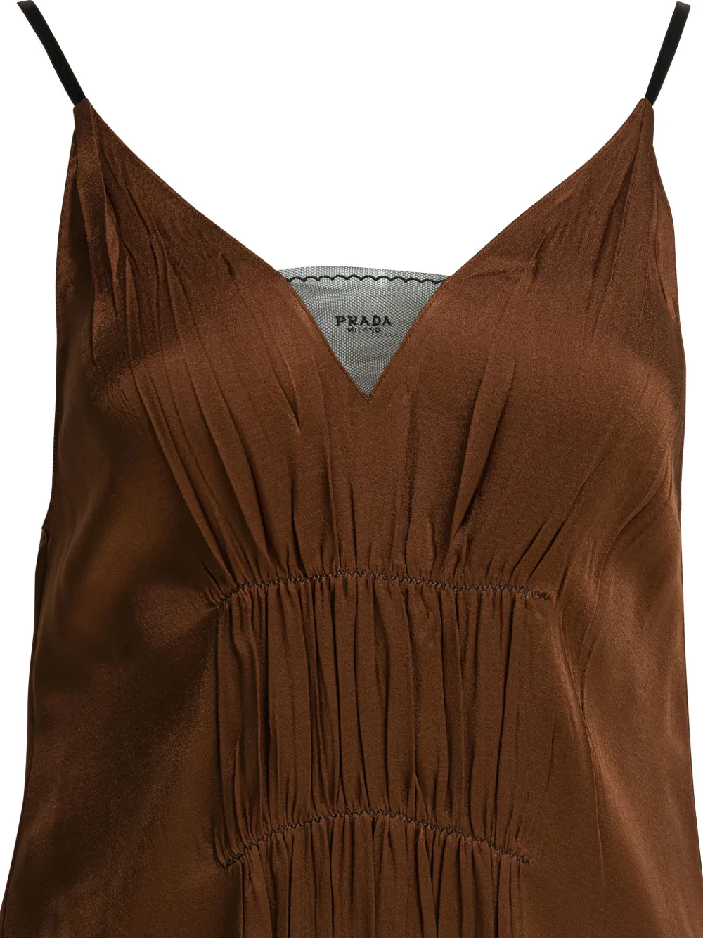  Prada V-neck Midi Dress - Brown 