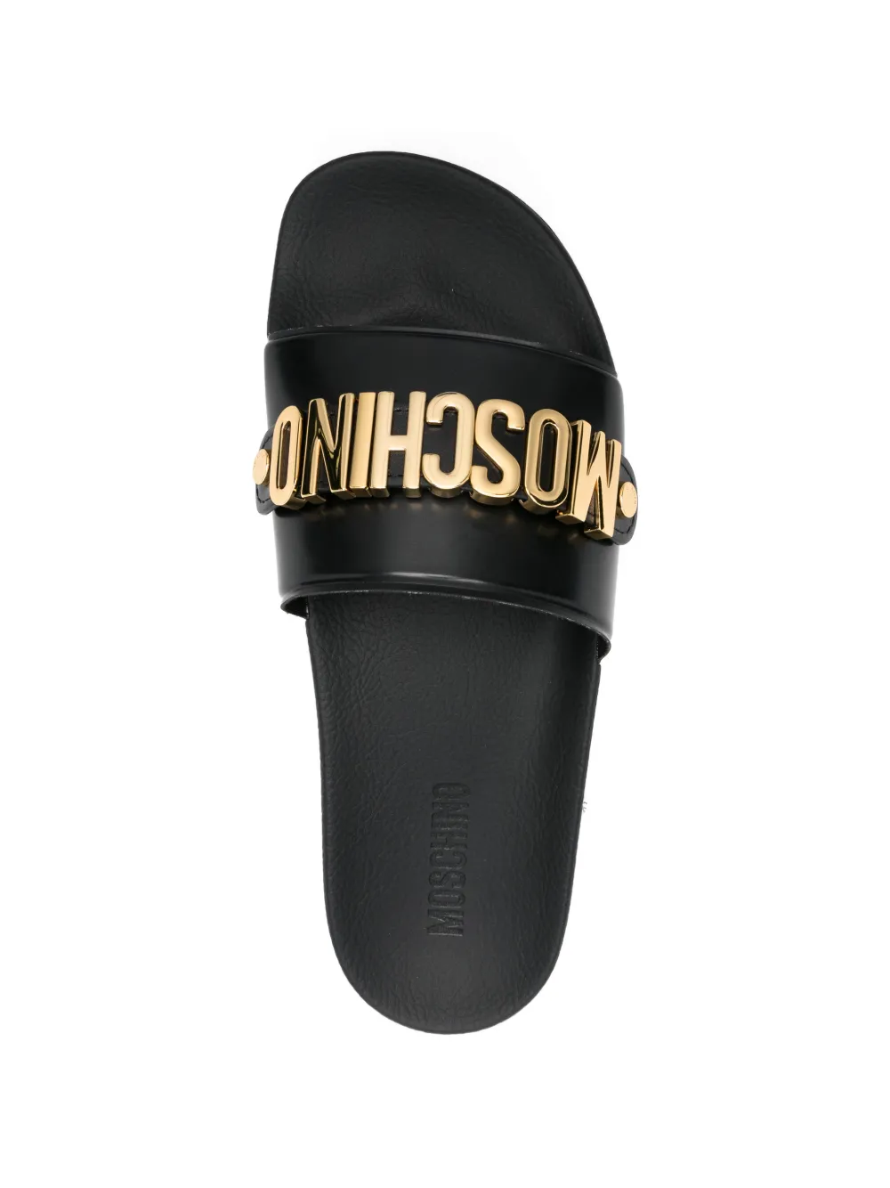 Moschino Slippers met logo Zwart