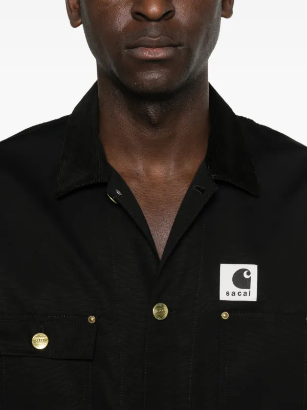 Sacai x Carhartt corduroy-collar Shirt | Black | FARFETCH