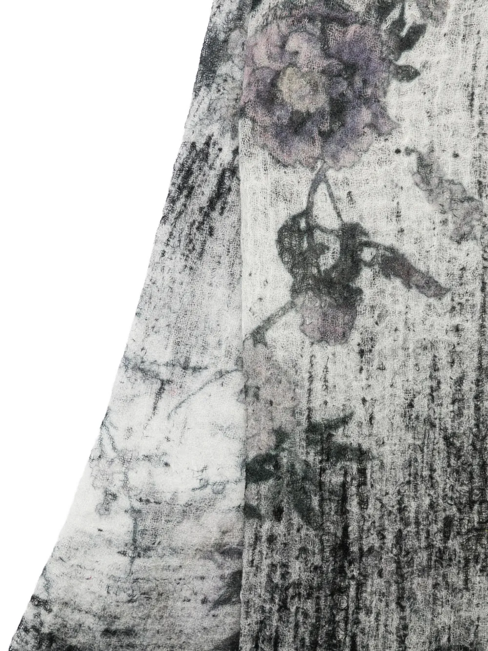  Avant Toi Floral Frayed Scarf - Grey 