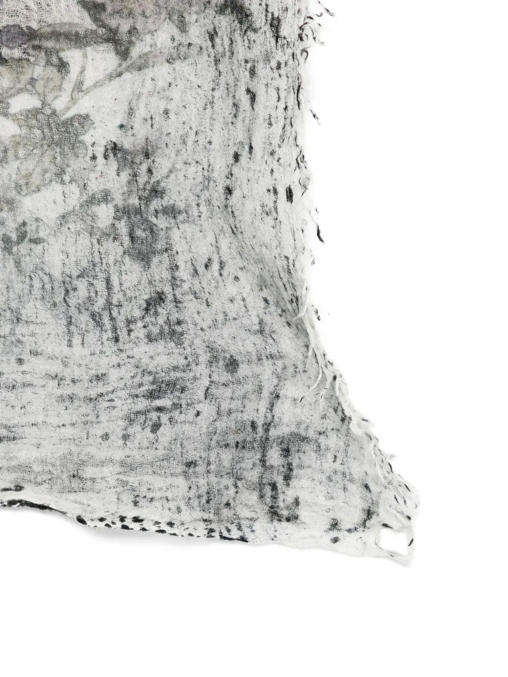  Avant Toi Floral Frayed Scarf - Grey 