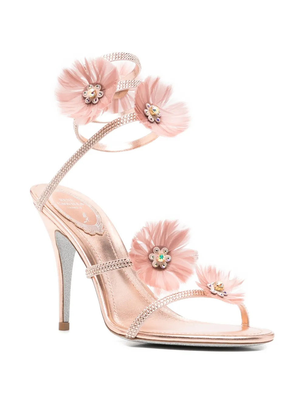René Caovilla Jolenefloral-embellished sandals Roze