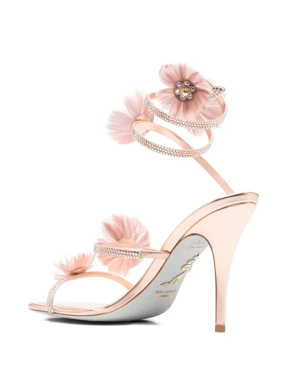 René Caovilla Jolenefloral-embellished sandals Roze