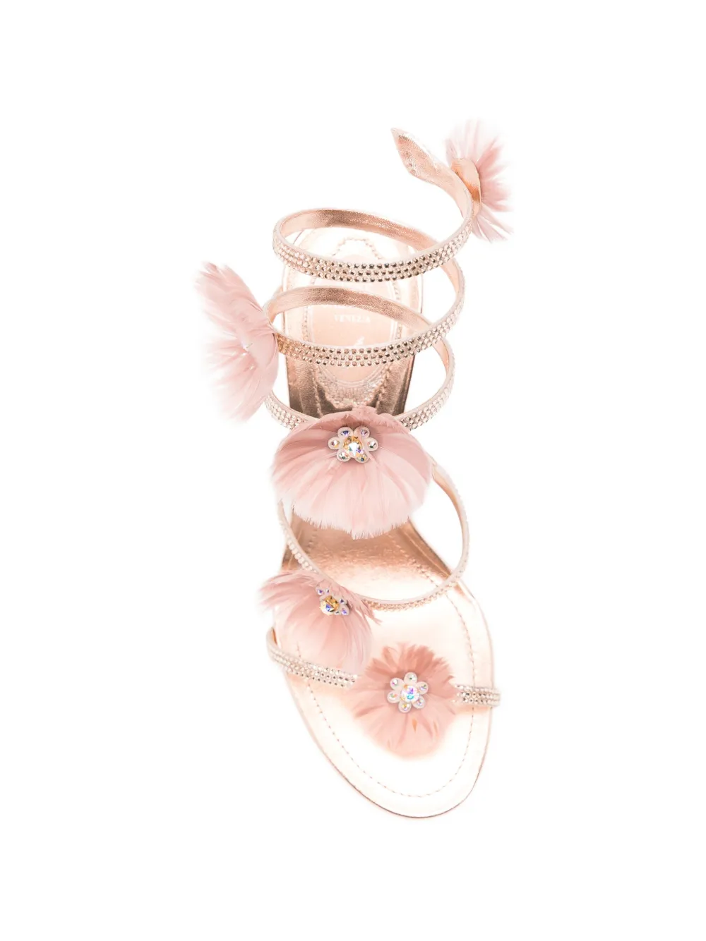 René Caovilla Jolenefloral-embellished sandals Roze