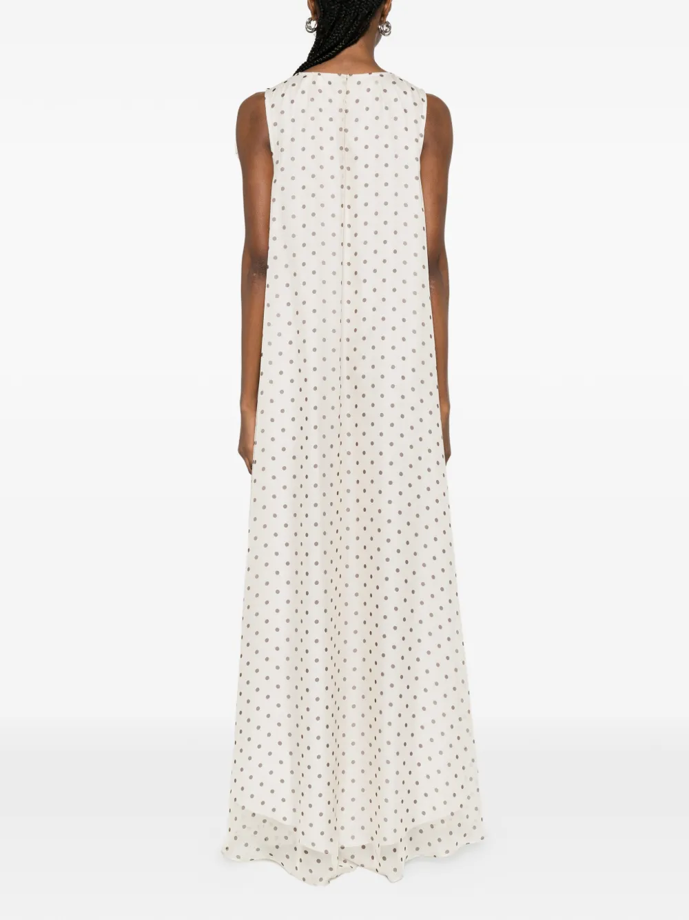 P.A.R.O.S.H. Midi-jurk met stippen en ruches Beige