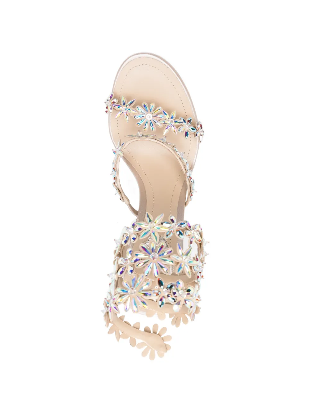 René Caovilla Eden floral strap sandals Beige