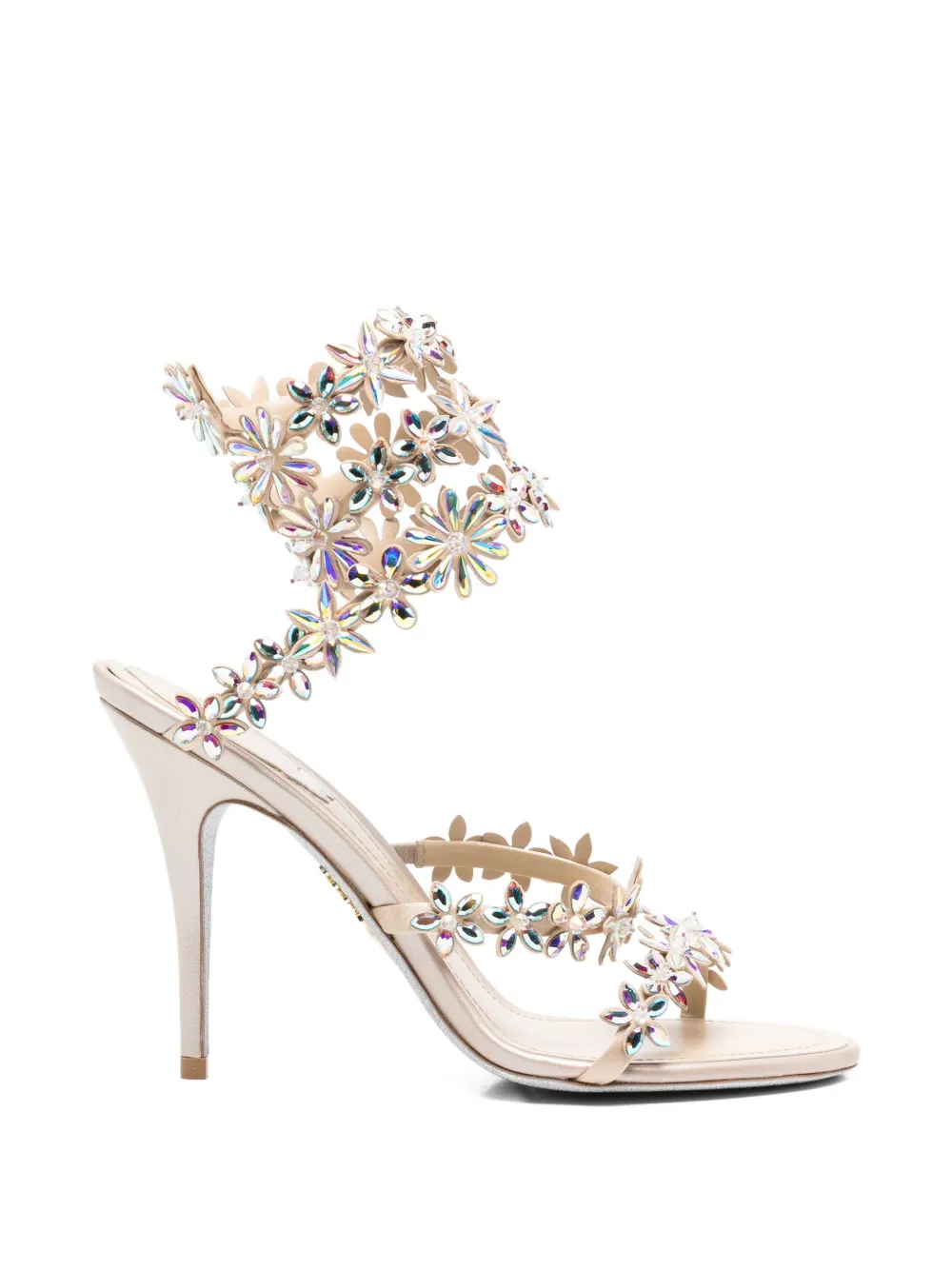 René Caovilla Eden floral strap sandals Beige